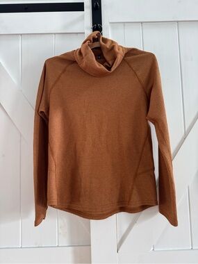 KÜHL Waffle Knit Cowl Neck Lightweifht Pullover Long Sleeve Top - Rust Brown